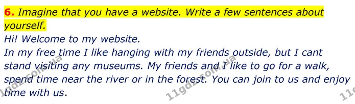 6. Imagine that you have a website. Write a few sentences about yourself. — ГДЗ Англійська мова 6 клас Мітчелл