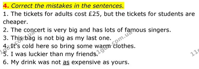 4. Correct the mistakes in the sentences. — ГДЗ Англійська мова 6 клас Коста (Prepare 6)