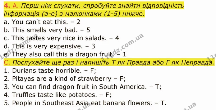4. A. Перш ніж слухати, спробуйте знайти відповідність — ГДЗ Англійська мова 5 клас Мітчелл