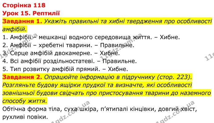 1. Укажіть правильні та хибні твердження про особливості амфібій. — ГДЗ Робочий зошит Біологія 7 клас Мирна 2024
