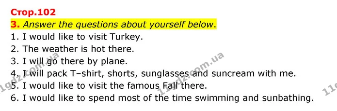 3. Answer the questions about yourself below. — ГДЗ Робочий зошит Англійська мова 6 клас Карпюк