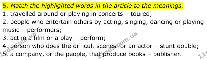 5. Match the highlighted words in the article to the meanings. — ГДЗ Англійська мова 8 клас Стайрінг (Prepare)