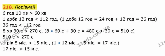 218. Порівняй. — ГДЗ Математика 4 клас Заїка
