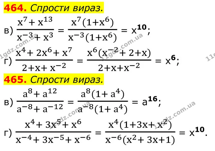 464. Спрости вираз. — ГДЗ Алгебра 8 клас Бевз
