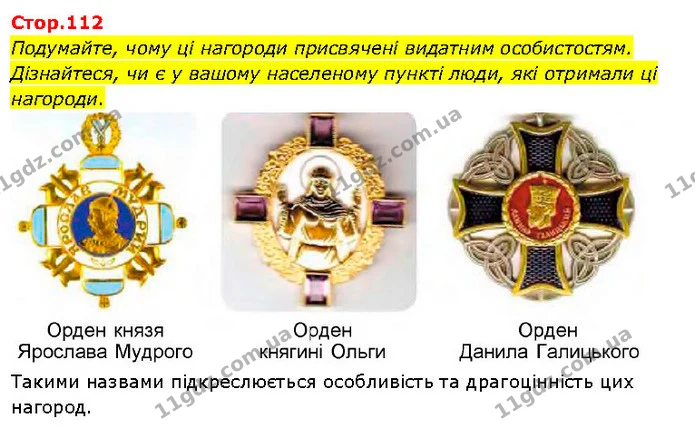 Подумайте, чому ці нагороди присвячені видатним особистостям. Дізнайтеся, чи є у вашому населеному пункті люди, які отримали ці — ГДЗ Я досліджую світ 3 клас Гільберг 1-2 ч.