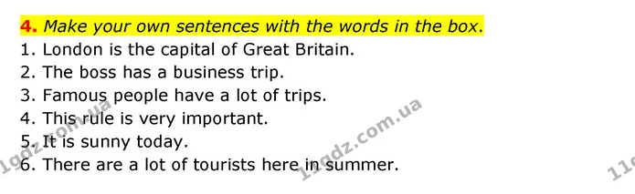 4. Make your own sentences with the words in the box. — ГДЗ Робочий зошит Англійська мова 5 клас Карпюк