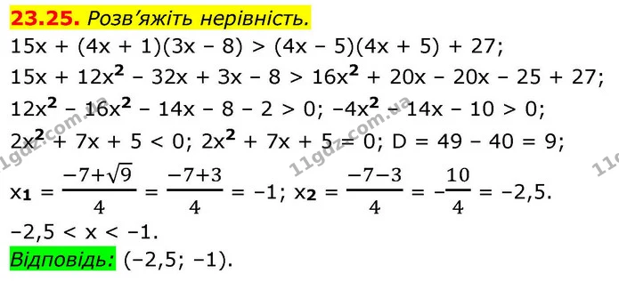 23.25. Розв’яжіть нерівність. — ГДЗ Алгебра 9 клас Істер