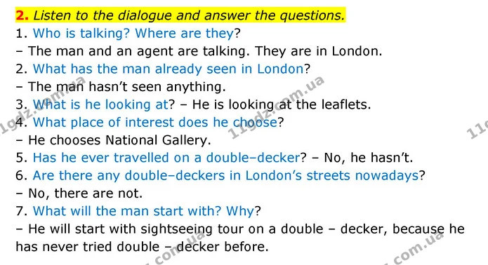 2. Listen to the dialogue and answer the questions. — ГДЗ Англійська мова 6 клас Карпюк 2023