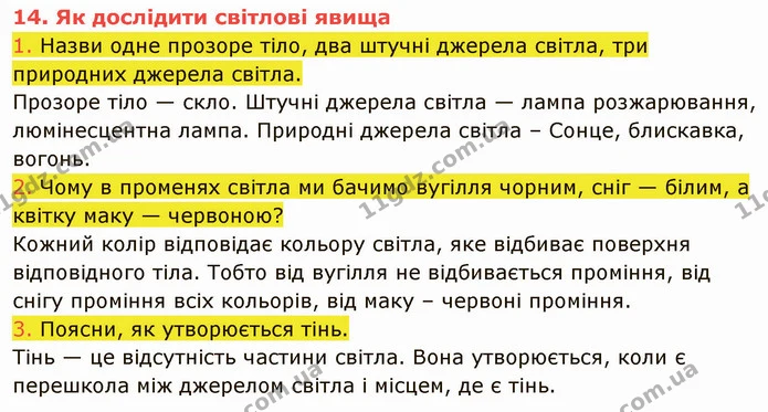 1. Назви одне прозоре тіло, два штучні джерела світла, три природних джерела світла. — ГДЗ Пізнаємо природу 5 клас Коршевнюк