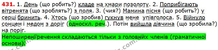 431 — ГДЗ Українська мова 5 клас Глазова 2018 — ГДЗ Українська мова 5 клас Глазова 2018