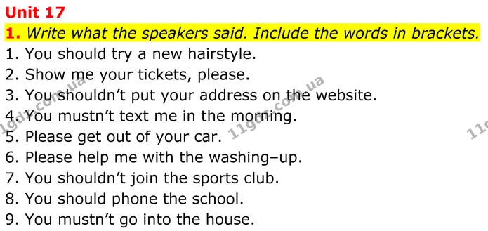 1. Write what the speakers said. Include the words in brackets. — ГДЗ Англійська мова 8 клас Стайрінг (Prepare)