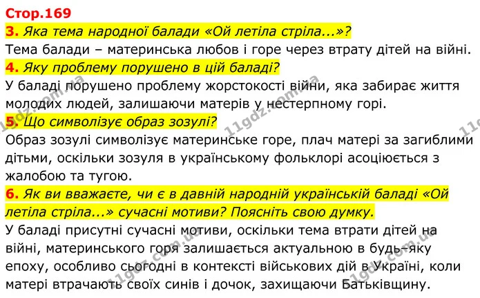 3. Яка тема народної балади «Ой летіла стріла...»? — ГДЗ Українська література 8 клас Калинич