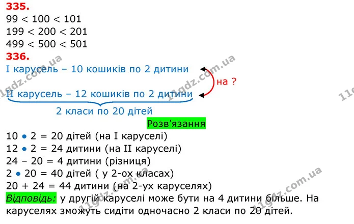 335. Прочитай і поясни рівності: 300 + 48 = 348; 348 = 300 + 48. Запиши так само числа 481 і 794. — ГДЗ Математика 3 клас Заїка 1-2 ч.