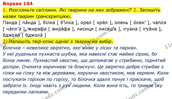 1. Розгляньте світлини. Які тварини на них зображені? 2. Запишіть назви тварин транскрипцією. — ГДЗ Українська мова 5 клас Літвінова