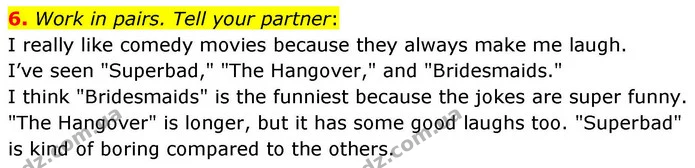 6. Work in pairs. Tell your partner: — ГДЗ зошит grammar Англійська мова 7 клас Карпюк