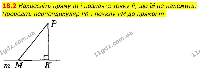 18.2 Накресліть пряму m і позначте точку P, що їй не належить. — ГДЗ Геометрія 8 клас Істер