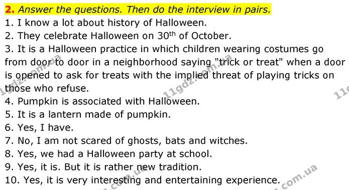 2. Answer the questions. Then do the interview in pairs. — ГДЗ Робочий зошит Англійська мова 7 клас Карпюк
