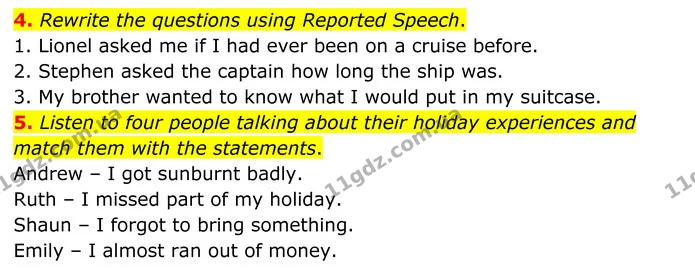 4. Rewrite the questions using Reported Speech. — ГДЗ Англійська мова 8 клас Мітчелл