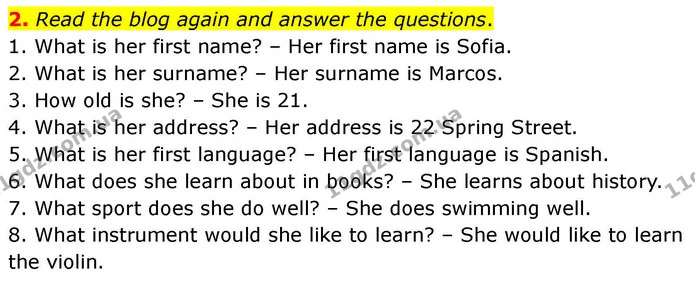 2. Read the blog again and answer the questions. — ГДЗ робочий зошит Англійська мова 7 клас Prepare