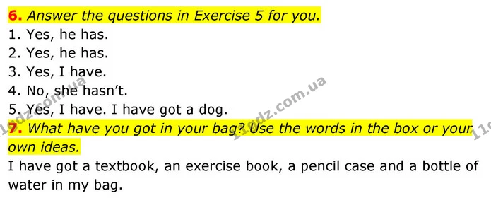 6. Answer the questions in Exercise 5 for you. — ГДЗ робочий зошит Англійська мова 6 клас Prepare