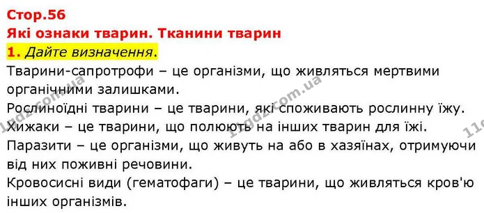 1. Дайте визначення. — ГДЗ робочий зошит Біологія 7 клас Кулініч