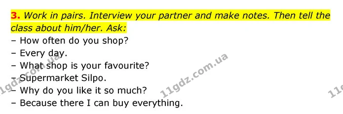 3. Work in pairs. Interview your partner and make notes. Then tell the class about him/her. Ask: — ГДЗ Англійська мова 6 клас Карпюк 2023