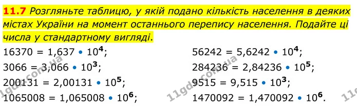 11.7 Розгляньте таблицю, у якій подано кількість населення в деяких містах України на момент останнього перепису населення. Подайте ці — ГДЗ Алгебра 8 клас Істер