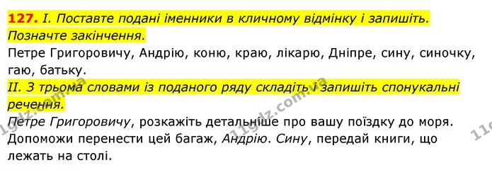 127. І. Поставте подані іменники в кличному відмінку і запишіть. Позначте закінчення. — ГДЗ Українська мова 6 клас Ворон, Солопенко