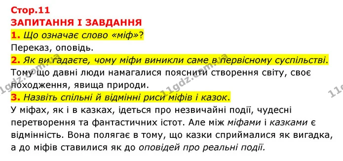 1. Що означає слово «міф»? — ГДЗ Зарубіжна література 6 клас Міляновська