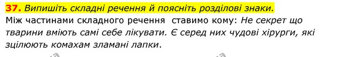 37. Випишіть складні речення й поясніть розділові знаки. — ГДЗ Відповіді Українська мова 6 клас Єрмоленко