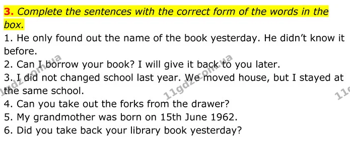 3. Complete the sentences with the correct form of the words in the box. — ГДЗ Англійська мова 7 клас Коста