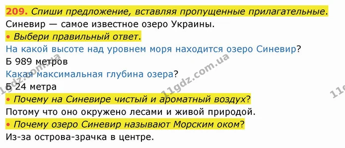 209. Спиши предложение, вставляя пропущенные прилагательные. — ГДЗ Русский язык и чтение 4 класс Лапшина 1 ч.