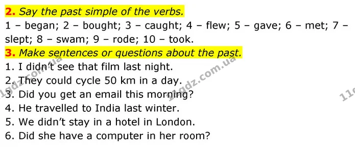 2. Say the past simple of the verbs. — ГДЗ Англійська мова 6 клас Коста (Prepare 6)