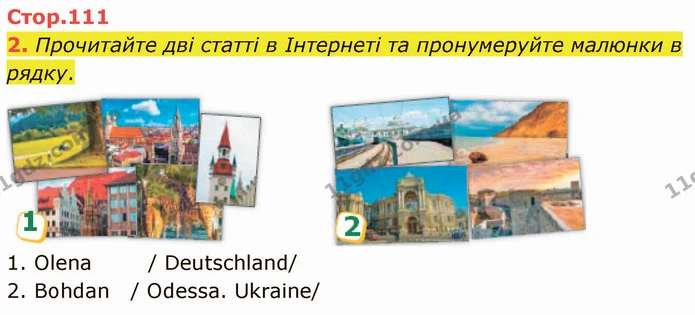 2. Прочитайте дві статті в Інтернеті та пронумеруйте малюнки в рядку. — ГДЗ Німецька мова 4 клас Сотникова