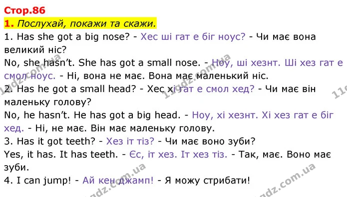 1. Послухай, покажи та скажи. — Англійська мова 1 клас Мітчелл