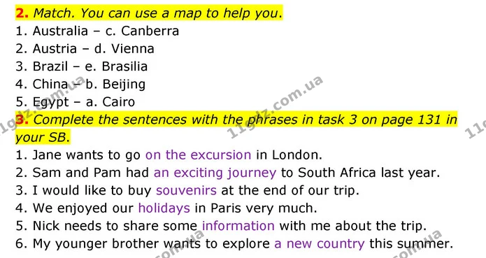 2. Match. You can use a map to help you. — ГДЗ Робочий зошит Англійська мова 5 клас Карпюк