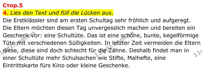 4. Lies den Text und füll die Lücken aus. — ГДЗ робочий зошит Німецька мова 8 клас Басай