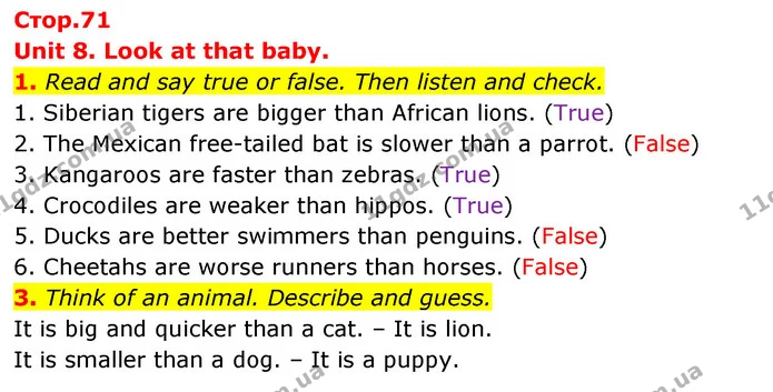 1. Read and say true or false. Then listen and check. — ГДЗ Англійська мова 4 клас Пухта