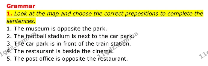 1. Look at the map and choose the correct prepositions to complete the sentences. — ГДЗ робочий зошит Англійська мова 6 клас Prepare