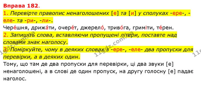 1. Перевірте правопис ненаголошених [е] та [и] у сполуках -ере-, -еле- та -ри-, -ли-. — ГДЗ Українська мова 5 клас Літвінова