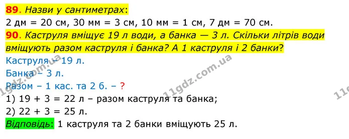 89. Назви у сантиметрах: — ГДЗ Математика 3 клас Бевз 1 частина