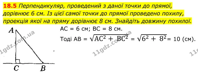 18.5 Перпендикуляр, проведений з даної точки до прямої, — ГДЗ Геометрія 8 клас Істер