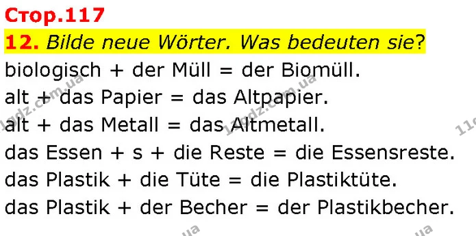 12. Bilde neue Wörter. Was bedeuten sie? — ГДЗ Німецька мова 7 клас Басай