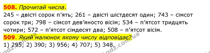 508. Прочитай числа. — ГДЗ Математика 3 клас Бевз 1 частина