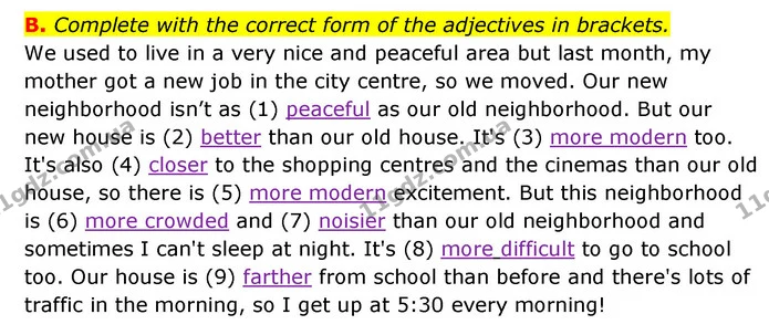 B. Complete with the correct form of the adjectives in brackets. — ГДЗ Робочий зошит Англійська мова 6 клас Мітчелл
