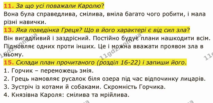11. За що усі поважали Каролю? — ГДЗ Українська література 5 клас Коваленко
