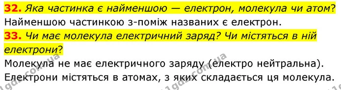 32. Яка частинка є найменшою — електрон, молекула чи атом? — ГДЗ Хімія 7 клас Попель 2020