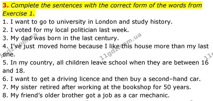 3. Complete the sentences with the correct form of the words from Exercise 1. — ГДЗ робочий зошит Англійська мова 8 клас Гарет Джонс 2025