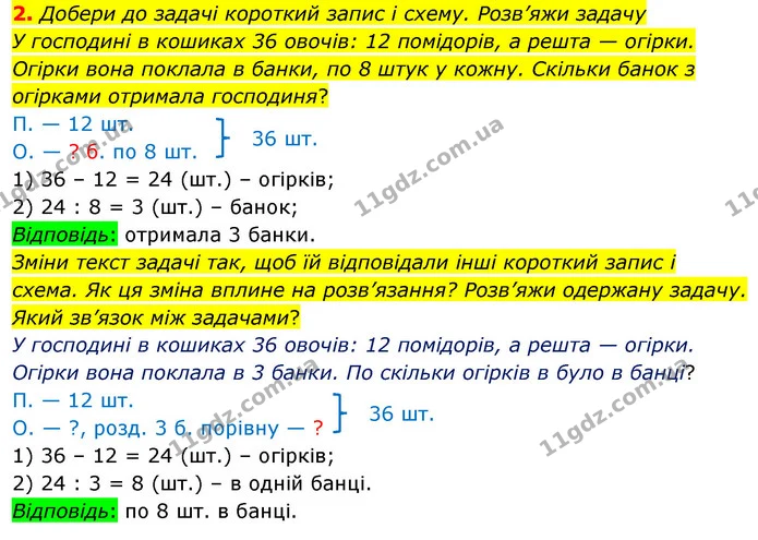 2. Добери до задачі короткий запис і схему. Розв’яжи задачу — ГДЗ Математика 3 клас Скворцова 1-2 ч.