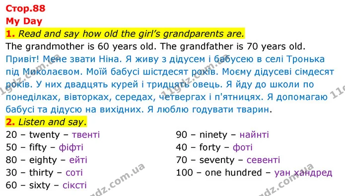1. Read and say how old the girl’s grandparents are. — ГДЗ Англійська мова 3 клас Пухта